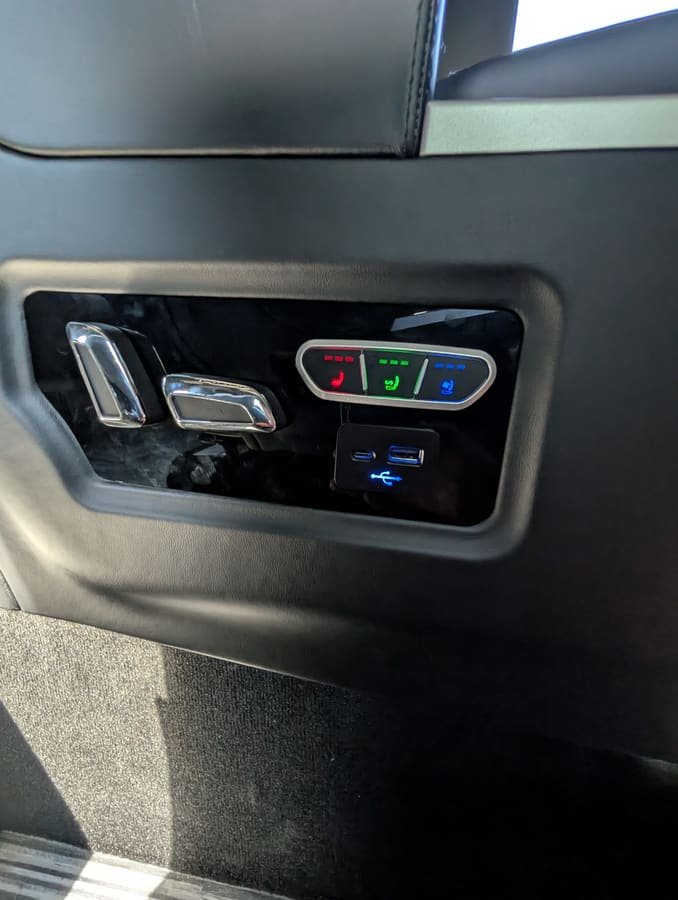Heated seat and USB controls