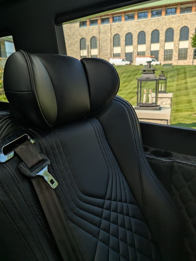 Quilted leather headrest detail